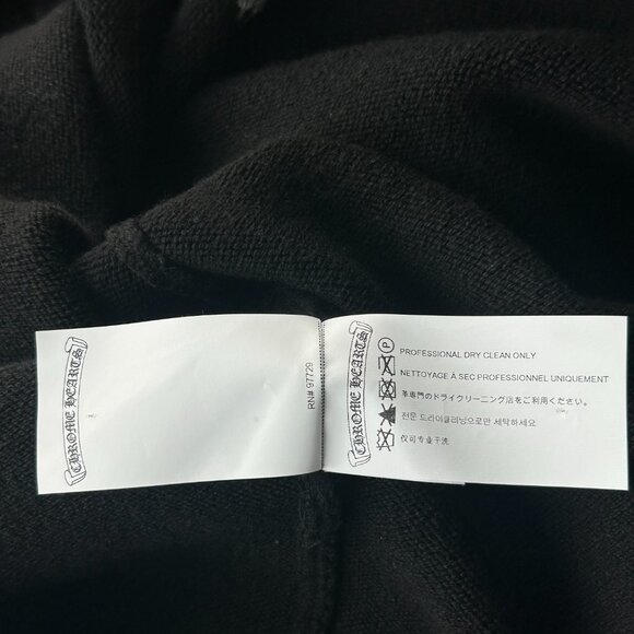 Chrome Hearts Black & White Leather Triple Cross Patch Cashmere Hoodie - Picture 5 of 6